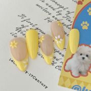 Wujasmine Press on nails fake nails-Light Yellow Daisy 🌼