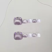 Wujasmine Press on nails-Pure handmade original wearable nails, purple toenail patches, fair-skinned with rhinestones in summer, new style with a sense of sophistication