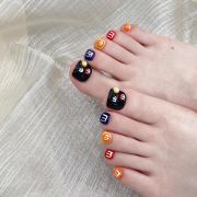 Wujasmine Press on nails-Pure handmade original wearable nails, yellow M&M’s toenail patches, fair-skinned toenail art in summer, detachable