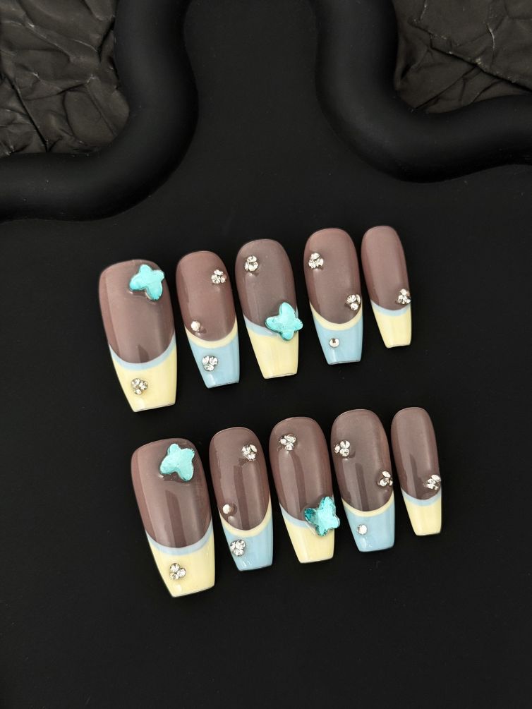 Wujasmine Press on nails fake nails short press on nails-Sweetheart Milk Foam