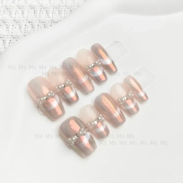 Wujasmine Press on nails The Pearls-Medium Length Press On Nails-Press On Nails Best